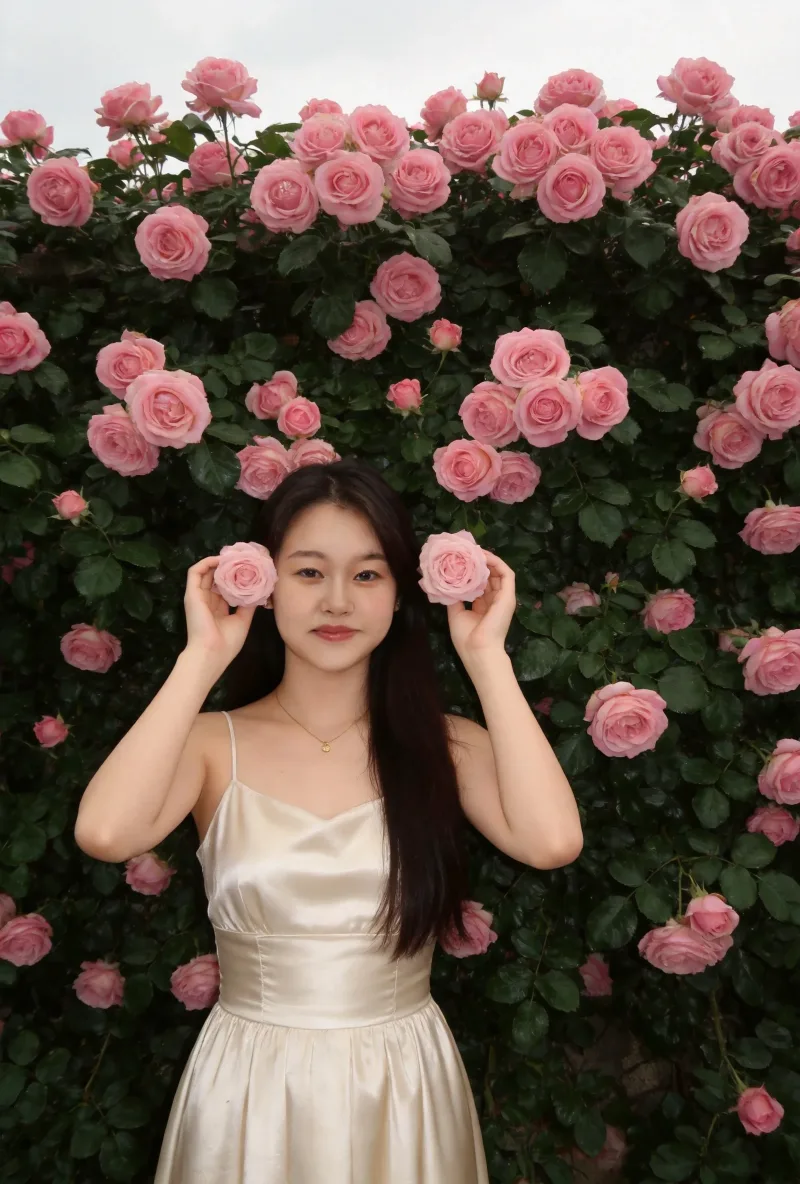 7张不同构图的法式玫瑰庄园少女写真